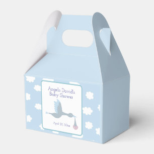Baby Shower Boy Stork with Blue Sky and Clouds Favour Box