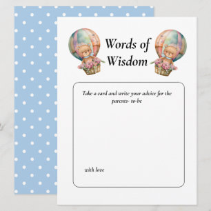 Baby Shower Boy Teddy Balloon Floral Wisdom   Invitation