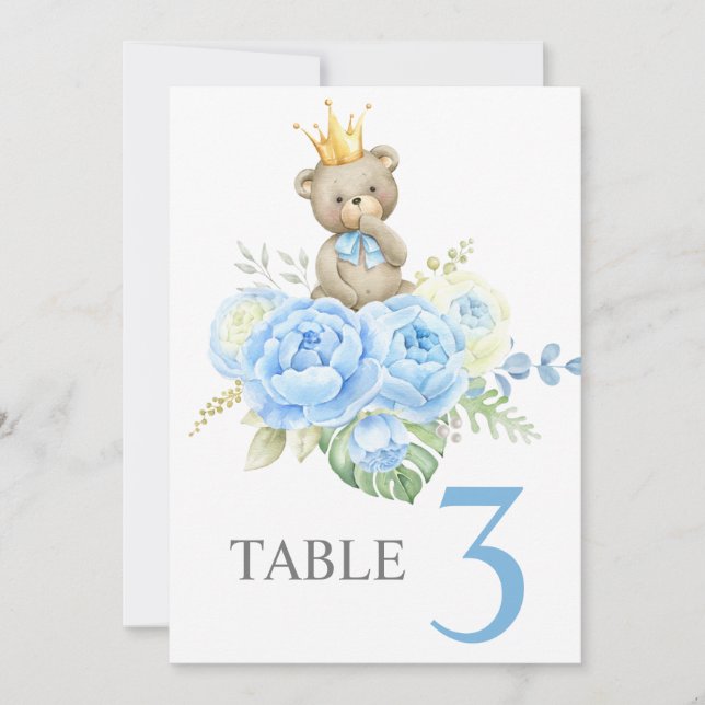  Baby Shower Boy Teddy BearTable sign Invitation (Front)