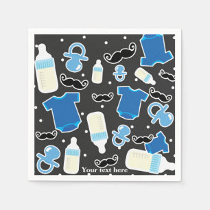 Baby Shower Boy Things Blue & Grey Modern Party Napkin