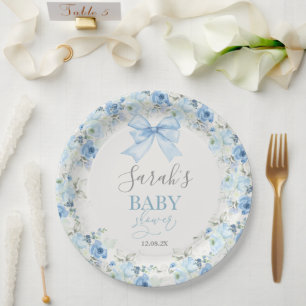 Baby Shower Boy with bow Paper Plate