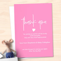 Baby Shower Bright Pink Thank You Chic Tiny Heart