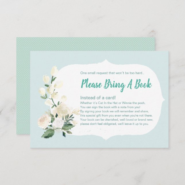 Baby Shower Bring a book  Blue and Roses Invitation (Front/Back)