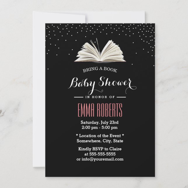 Baby Shower Bring a Book Request Confetti Dots Invitation (Front)