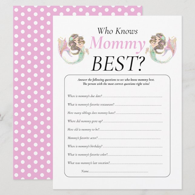 Baby Shower Brown Mermaid Mummy Baby Under The Sea Invitation (Front/Back)