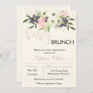 Baby Shower Brunch Invitation Floral Pink Girl