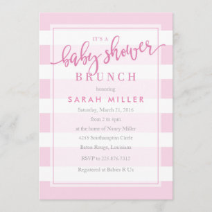 Baby Shower Brunch Invitation Stripes Girl