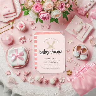 Baby Shower Bunny Baby Girl Pink Invitation