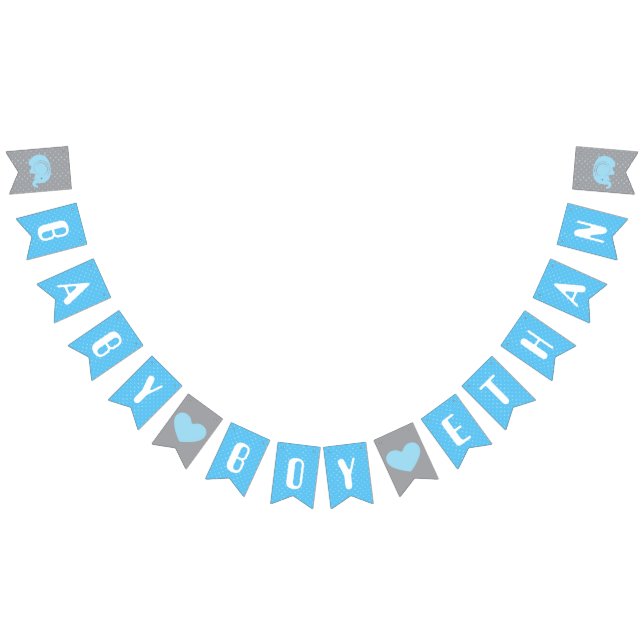 Baby Shower Bunting Flag with Elephant for Boy (All)