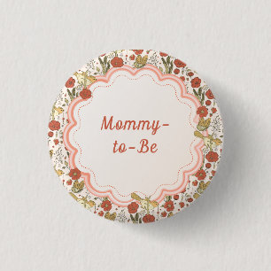 Baby Shower Butterflies & Blossoms Poetic Floral 3 Cm Round Badge