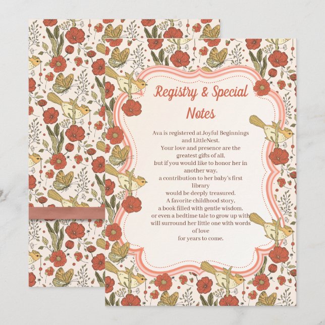 Baby Shower | Butterflies & Blossoms Poetic Floral Invitation (Front/Back)