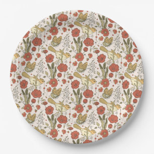 Baby Shower   Butterflies & Blossoms Poetic Floral Paper Plate
