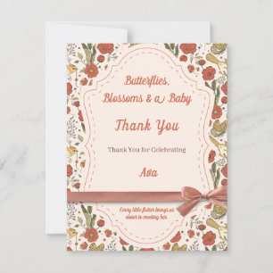 Baby Shower Butterflies & Blossoms Poetic Floral Thank You Card