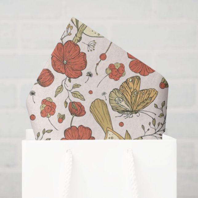 Baby Shower | Butterflies & Blossoms Poetic Floral Tissue Paper (Gift Bag)