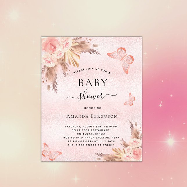 Baby shower butterfly pampas boho invitation (Creator Uploaded)