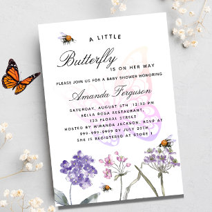 Baby Shower butterfly wildflowers violet luxury Invitation