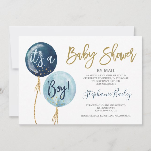 Baby shower by mail boy invitation (Front)