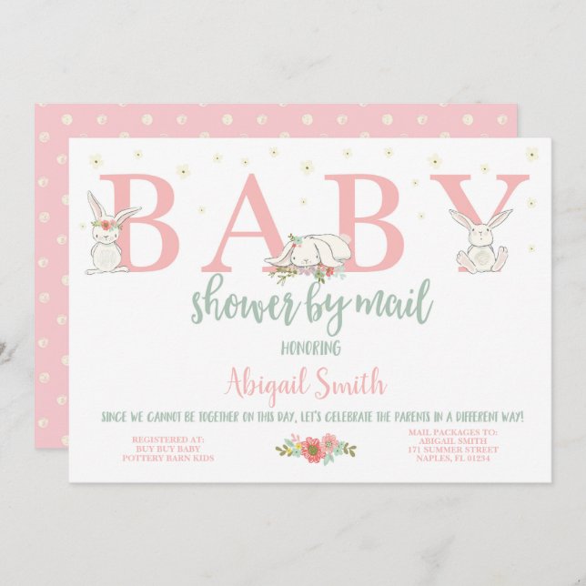Baby Shower By Mail, Bunny Baby Shower Invitation (Front/Back)