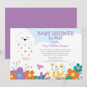Baby Shower By Mail Cloud Raindrops Florals Invitation