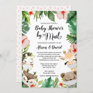 Baby Shower By Mail   Cute Masked Safari Friends Invitation