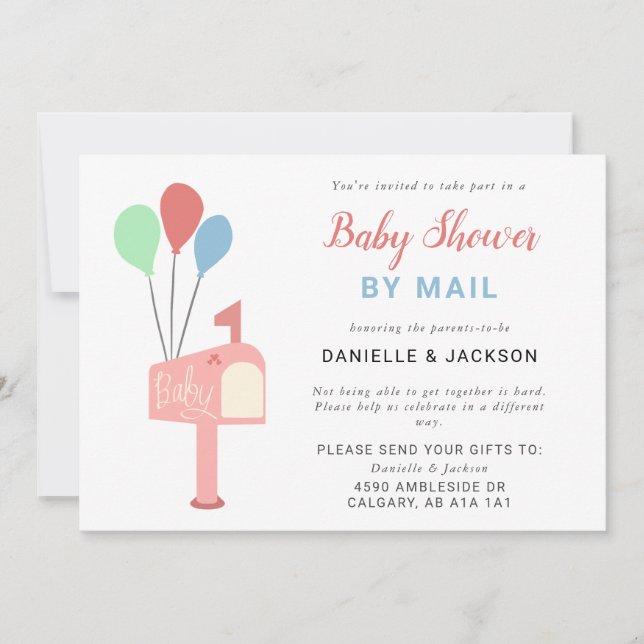 Baby Shower by Mail Cute Pastel Pink Mailbox Invitation (Front)