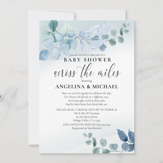 Baby Shower by Mail Dusty Eucalyptus Botanical Invitation (Front)