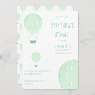 Baby Shower by Mail Green Hot Air Balloon Invitation
