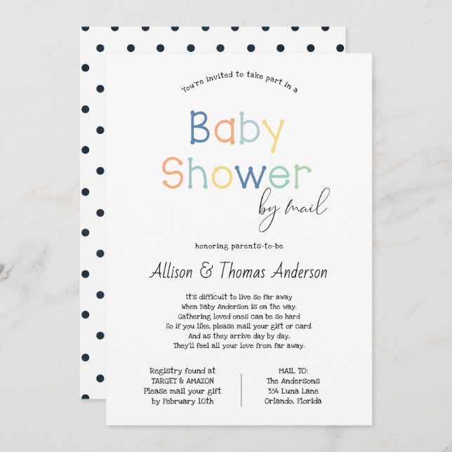 Baby Shower by Mail Invitation (Front/Back)