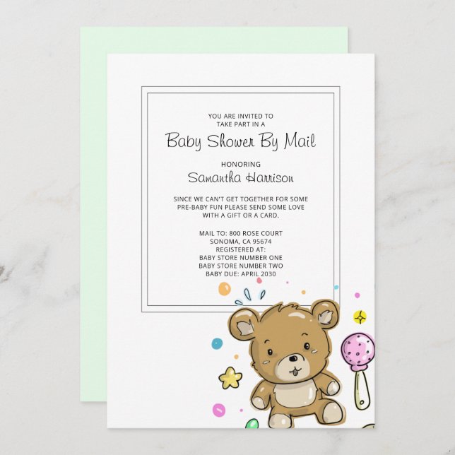 Baby Shower By Mail Invitation (Front/Back)