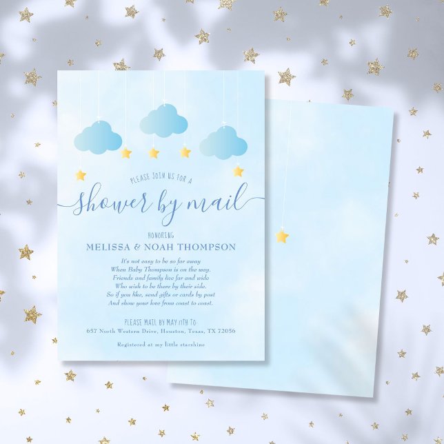 Baby Shower By Mail Long Distance Boy Blue Invitation (Baby Shower By Mail Long Distance Boy Blue Invitation)