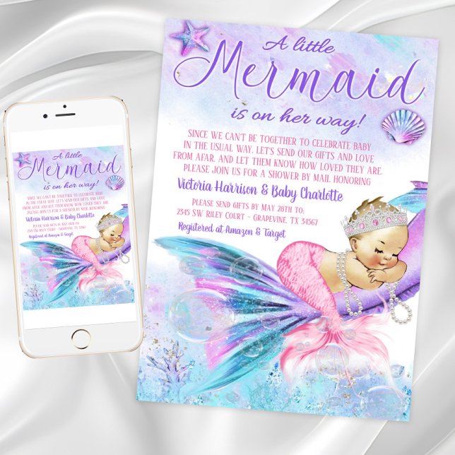 Baby Shower By Mail Mermaid Baby Shower Invitation (Baby Shower By Mail Mermaid Baby Shower Invitation. Download and printed invitations available.)
