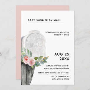 Baby Shower By Mail Minimal Dusty Rose Floral Invitation