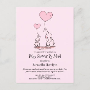 Baby Shower By Mail Mum And Baby Elephant Pink Invitation Postcard
