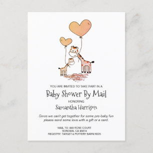 Baby Shower By Mail Mum And Baby Giraffe Invitation Postcard