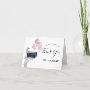 Baby Shower by Mail Pink Balloons Thank You Note Card