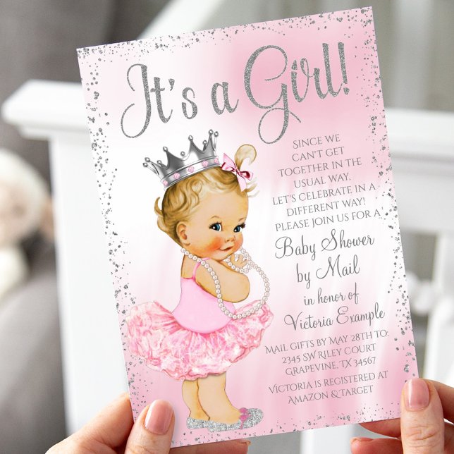 Baby Shower by Mail Pink Princess Baby Shower Invitation (Creator Uploaded)