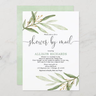 Baby shower by mail simple greenery gender neutral invitation