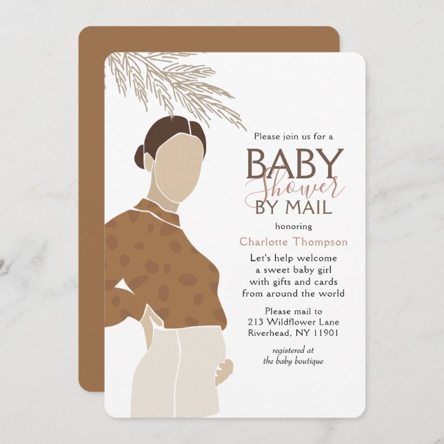 Baby Shower By Mail Simple Neutral Illustration Invitation (Front/Back)