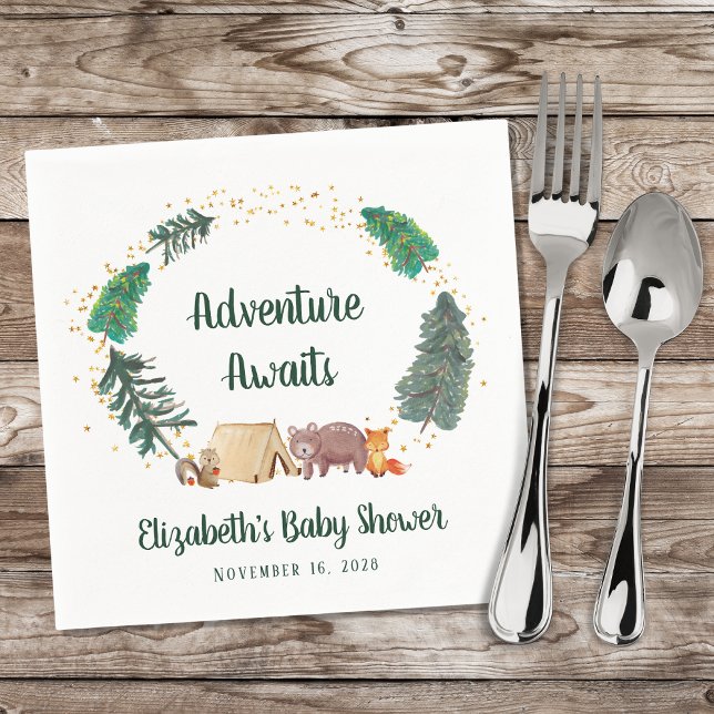 Baby Shower Camping Adventure Woodland Animals Napkin (Creator Uploaded)