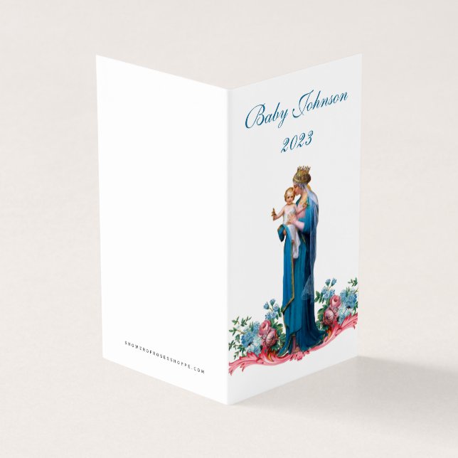 Baby Shower Candle Catholic Religious Prayer  Business Card (Outside)