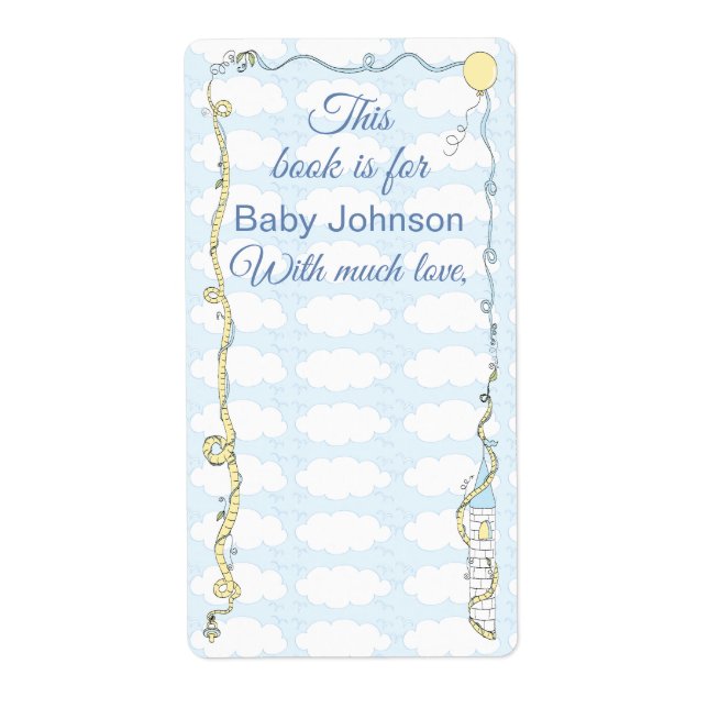 Baby Shower "Castle Yellow" Bookplate Sheet of 8 (Front)