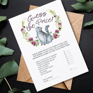 Baby Shower Cat Theme Guess the Price Game Invitation