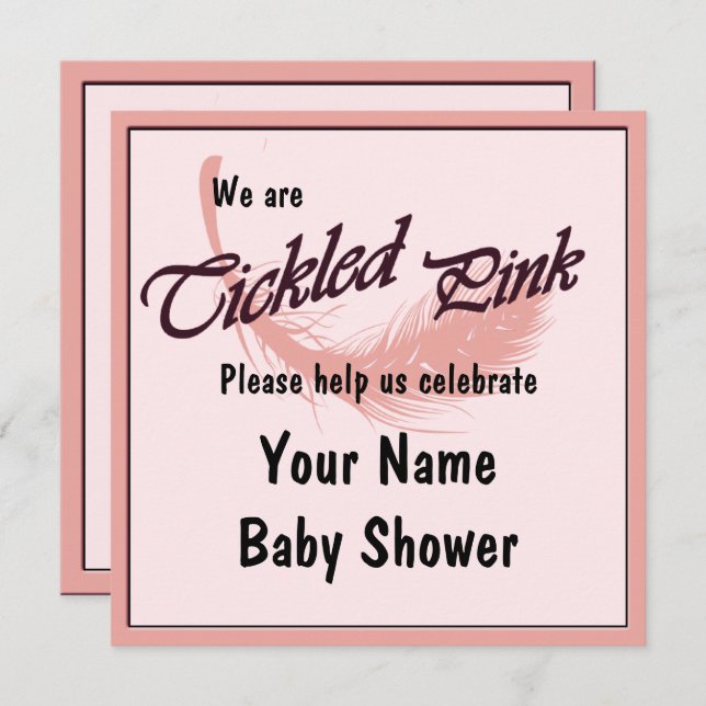 Baby Shower Celebration Tickled Pink Invitation (Front/Back)