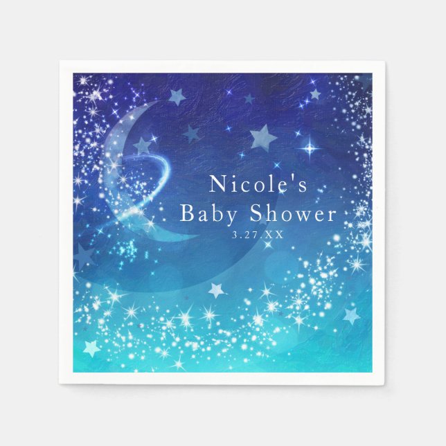Baby Shower Celestial Moon Sparkle Sky Custom Napkin (Front)
