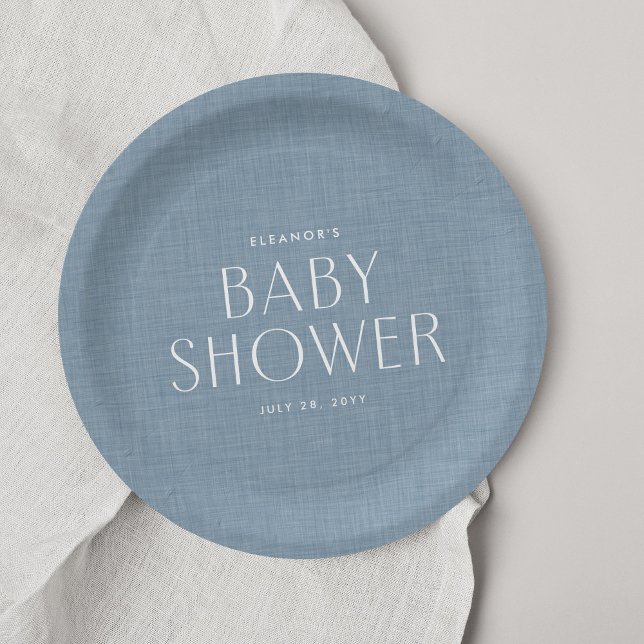 Baby shower chambray blue cute simple paper plate (Creator Uploaded)