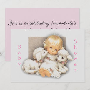  Baby shower Child with lambs    Invitation