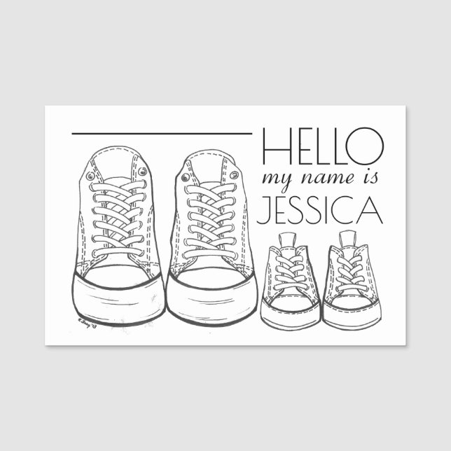 Baby Shower Christening Baptism Infant Babysitter Name Tag (Front)