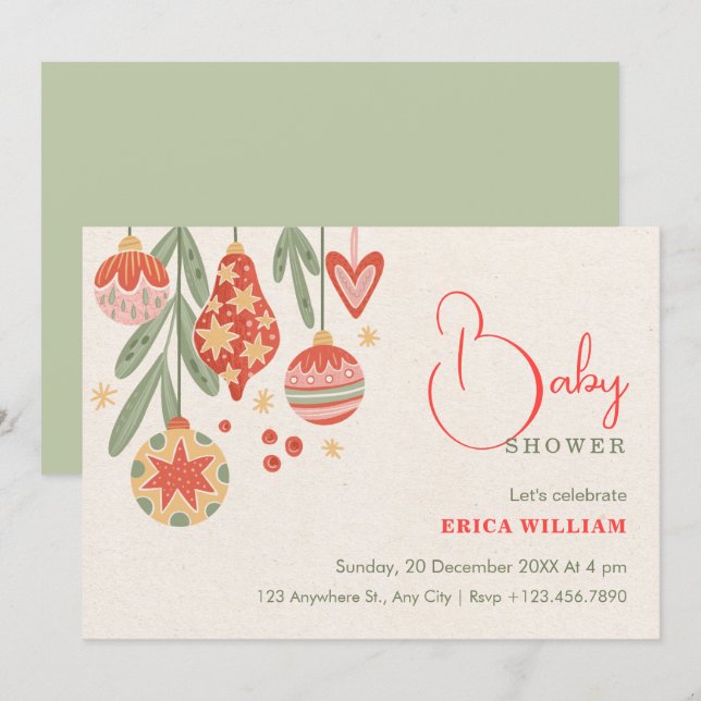 Baby shower christmas ornament  invitation (Front/Back)