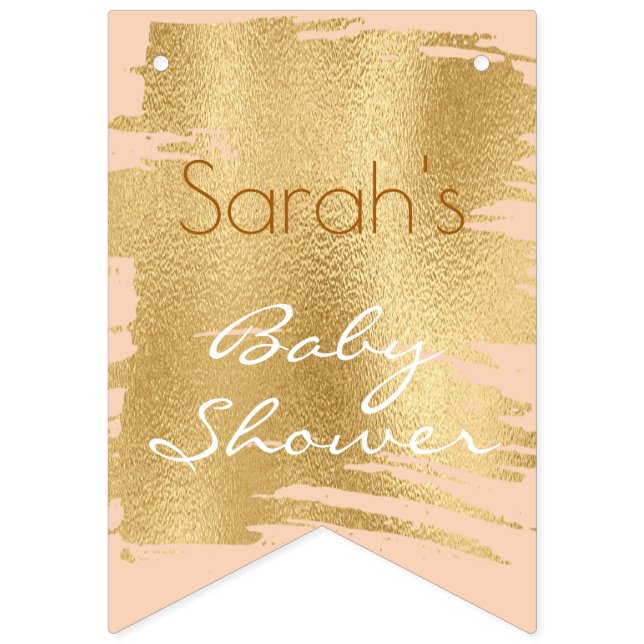 Baby Shower Classic Pink/Gold Swallowtail Banner (Sixteenth Flag)