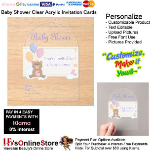 Baby Shower Clear Acrylic Invitation Card 6
